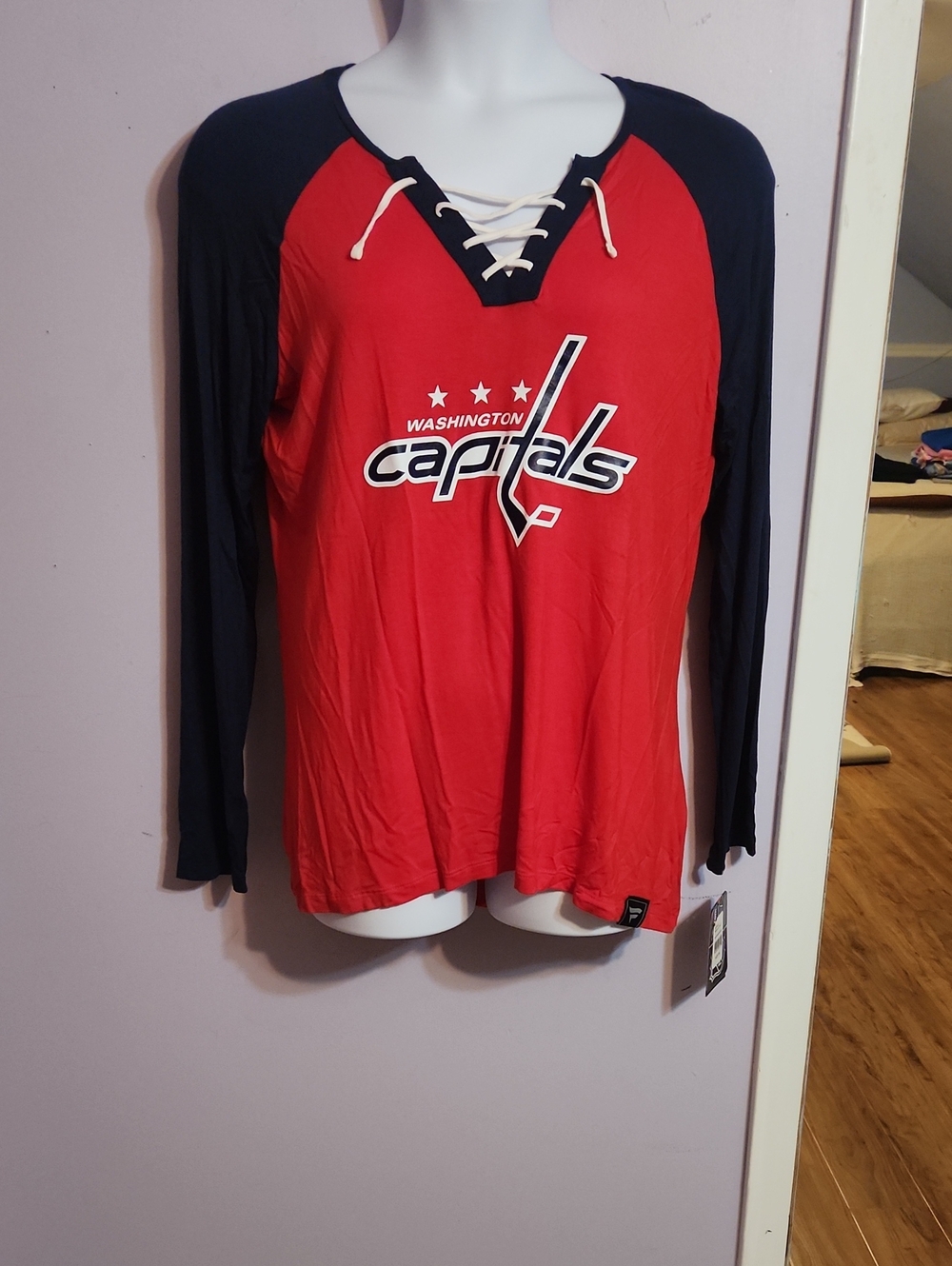 Fanatics Washington Capitals Break Out Play Red & Blue Raglan Shirt Size XXL NWT
